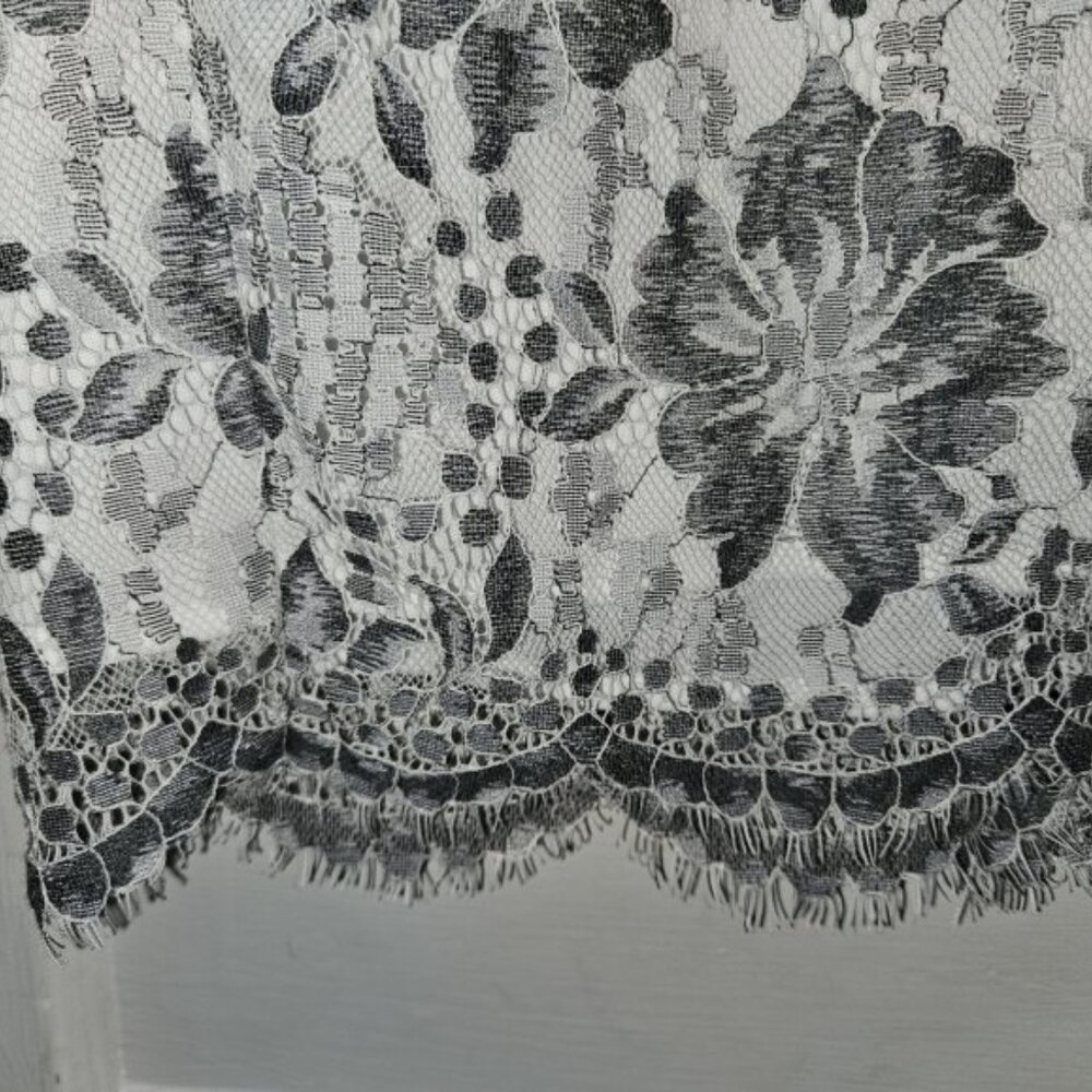 CREATION L Gray Floral Print Fully Lined Lace Skirt Ladies Size 10 - Picture 4 of 6